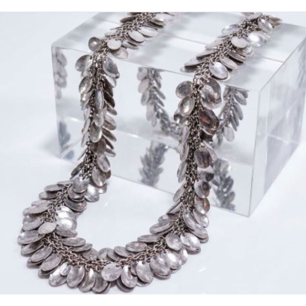 Lee Angel Women's Antique Silver PIPER Multi Disc Statement Necklace NWT 498